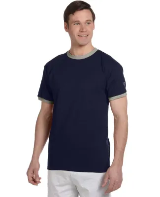 Champion Clothing T136 Ringer T-Shirt in Navy/ oxford grey