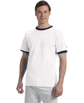Champion Clothing T136 Ringer T-Shirt in White/ navy