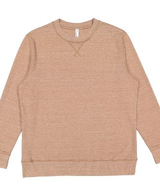 LA T 6935 Adult Vintage Wash Fleece Sweatshirt in Weathered coyote brown
