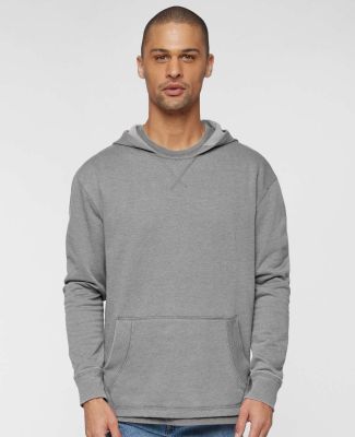 LA T 6936 Adult Vintage Wash Fleece Hooded Sweatsh in Washed gray
