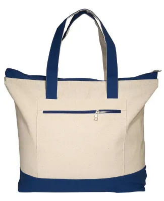 Promo Goods  LT-3083 Zippered Cotton Boat Tote in Navy blue
