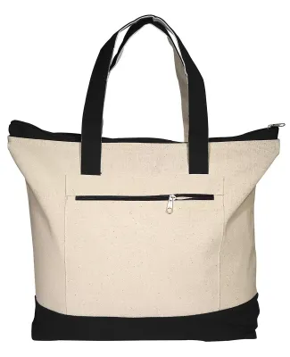Promo Goods  LT-3083 Zippered Cotton Boat Tote in Black
