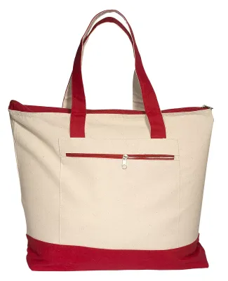 Promo Goods  LT-3083 Zippered Cotton Boat Tote in Red
