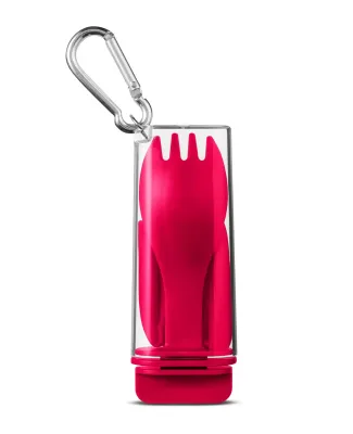 Promo Goods  KU121 Silicon Straw With Utensil Set in Red