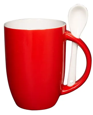 Promo Goods  CM124 12oz Dapper Ceramic Mug With Sp in Red