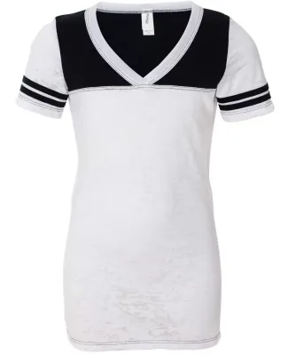 Blue 84 - Juniors' Burnout V-Neck Football T-Shirt White/ Black