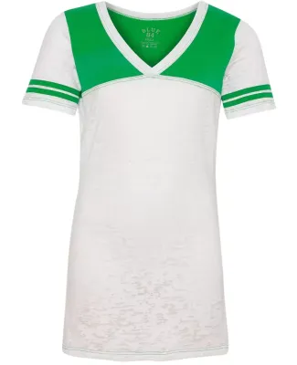 Blue 84 - Juniors' Burnout V-Neck Football T-Shirt White/ Green