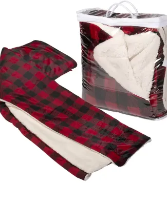 Promo Goods  OD304 Micro Mink Sherpa Blanket in Black/ red