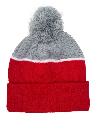 Promo Goods  AP116 Two-Tone Tamy Beanie With Pom in Red