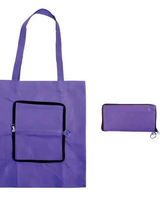 Promo Goods  BG132 Folding Zippin' Tote Bag in Purple