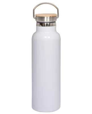 Promo Goods  PL-4205 20oz Vacuum Bottle With Bambo in White