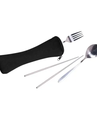 Promo Goods  KU111 Travel Cutlery Set In Zip Pouch in Black