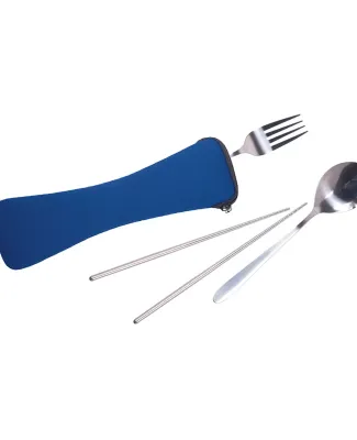 Promo Goods  KU111 Travel Cutlery Set In Zip Pouch in Reflex blue