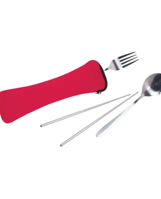 Promo Goods  KU111 Travel Cutlery Set In Zip Pouch in Red