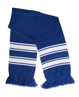Promo Goods  AP515 Stripe Knit Scarf in Reflex blue/ wh