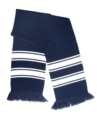 Promo Goods  AP515 Stripe Knit Scarf in Navy blue/ white