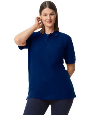 Gildan 85800 Unisex Midweight Double Pique Polo in Navy