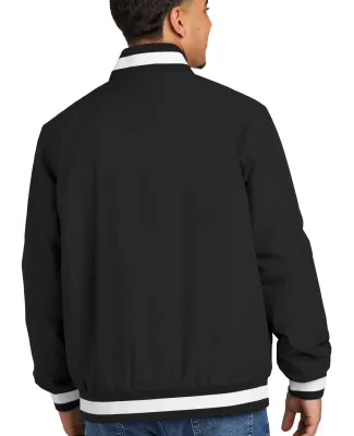 Sport Tek JST58 Sport-Tek Insulated Varsity Jacket in Black