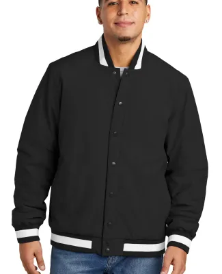 Sport Tek JST58 Sport-Tek Insulated Varsity Jacket in Black
