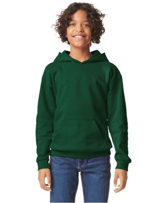 Gildan SF500B Youth Softstyle Midweight Fleece Hoo in Forest green