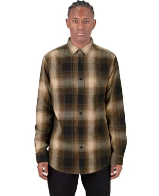 Shaka Wear SHHFS Men's Plaid Flannel Overshirt in Brown/ black
