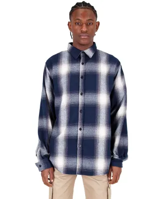 Shaka Wear SHHFS Men's Plaid Flannel Overshirt in Cream/ navy