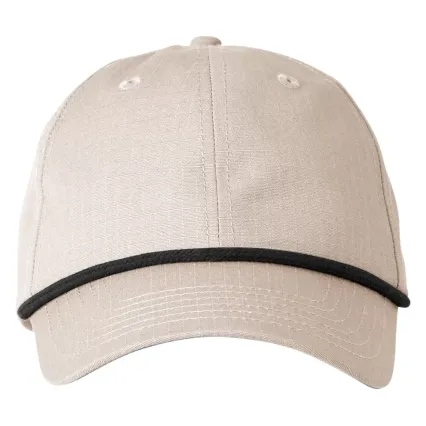 Big Accessories BA640 Lariat 6-Panel Cap in Khaki/ blk rope