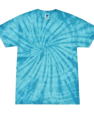 H1000 Tie-Dyes Adult Tie-Dyed Cotton Tee in Spider turquoise