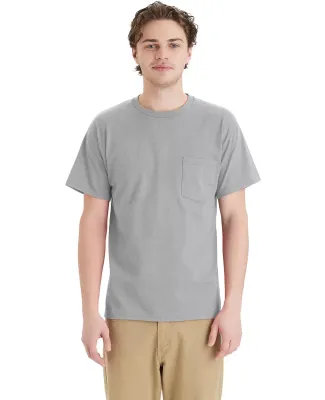 Hanes 5290P Essential-T Pocket T-Shirt in Light steel