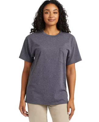 Hanes 5290P Essential-T Pocket T-Shirt in Charcoal heather
