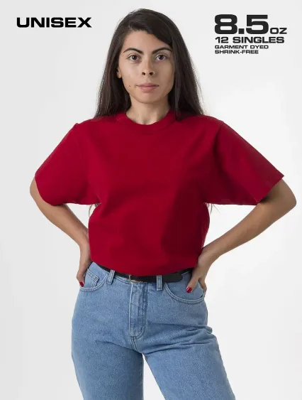 Los Angeles Apparel 1203GD Heavy Jersey Tee w/ Bin in Dark red