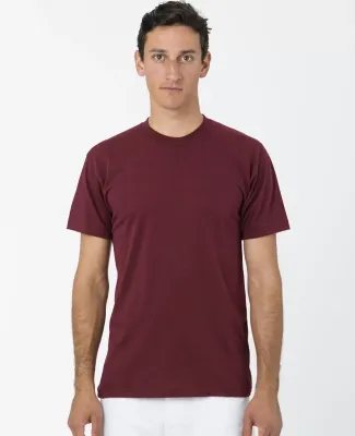 Los Angeles Apparel FF01 S/S Cotton-Poly Crew 3.8  in Heather cranberry