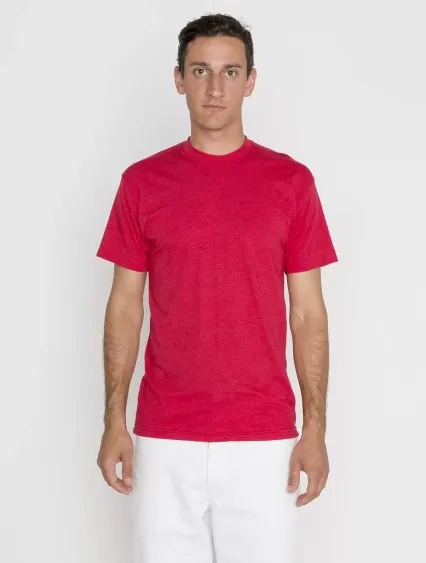 Los Angeles Apparel FF01 S/S Cotton-Poly Crew 3.8  in Heather red