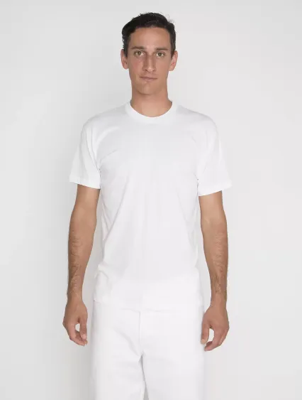 Los Angeles Apparel FF01 S/S Cotton-Poly Crew 3.8  in White