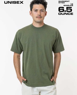 Los Angeles Apparel 1801GD Garment Dye Plain Crew  in Army