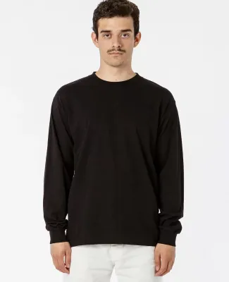 Los Angeles Apparel 1807GD L/S Grmnt Dye Crew Neck in Black