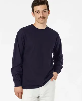 Los Angeles Apparel 1807GD L/S Grmnt Dye Crew Neck in Navy