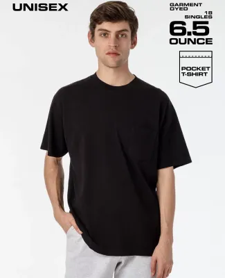 Los Angeles Apparel 1809GD S/S Pocket Tee in Black