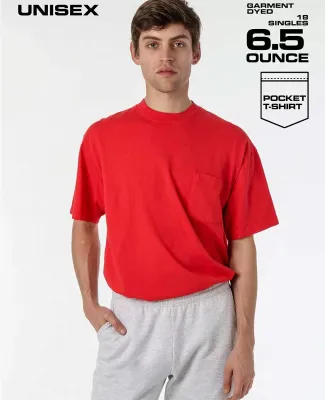 Los Angeles Apparel 1809GD S/S Pocket Tee in Tomato