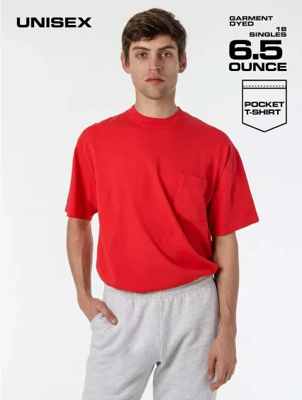 Los Angeles Apparel 1809GD S/S Pocket Tee in Tomato