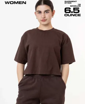 Los Angeles Apparel 1820GD 18/1 Oversize Crop Tee in Chocolate