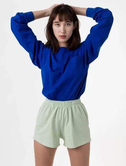 Los Angeles Apparel 1810GD L/S Pocket Crew 6.5oz in Cobalt blue