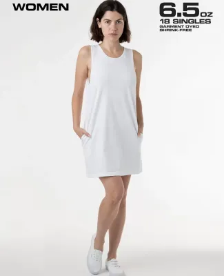 Los Angeles Apparel 1840GD 18/1 Pkt Tank Dress in White