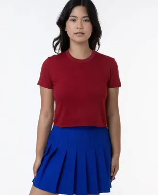 Los Angeles Apparel 23302 FINE JERSEY S/S CROP T in Cranberry