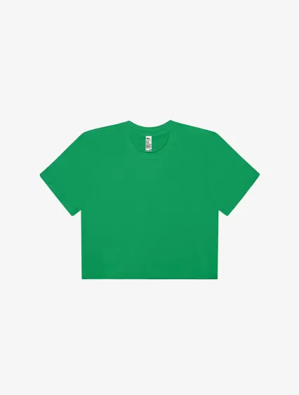 Los Angeles Apparel 23302 FINE JERSEY S/S CROP T in Kelly