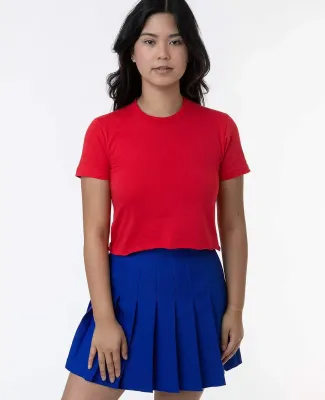 Los Angeles Apparel 23302 FINE JERSEY S/S CROP T in Red