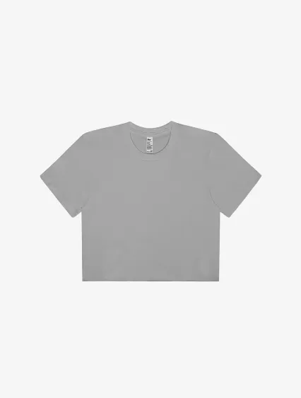 Los Angeles Apparel 23302 FINE JERSEY S/S CROP T in Silver