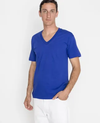 Los Angeles Apparel 24056 S/S Fine Jersey V-Neck 4 in Lapis