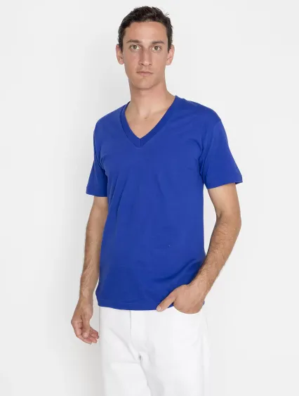 Los Angeles Apparel 24056 S/S Fine Jersey V-Neck 4 in Lapis