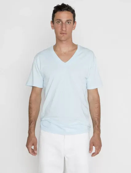 Los Angeles Apparel 24056 S/S Fine Jersey V-Neck 4 in Light blue